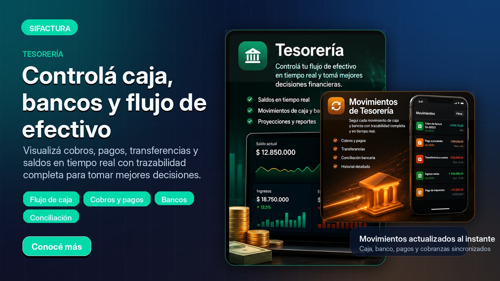 Modulo de tesoreria y movimientos de caja de SiFactura